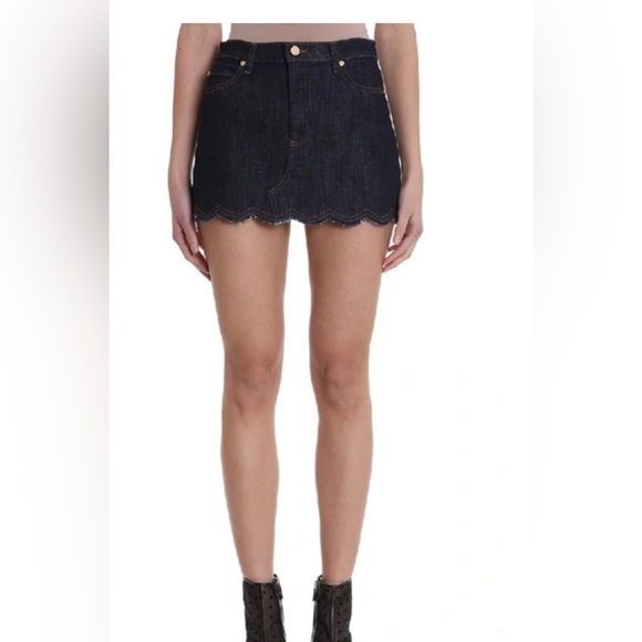 Red Valentino Scalloped hem denim mini skirt size 40 - Picture 3 of 6